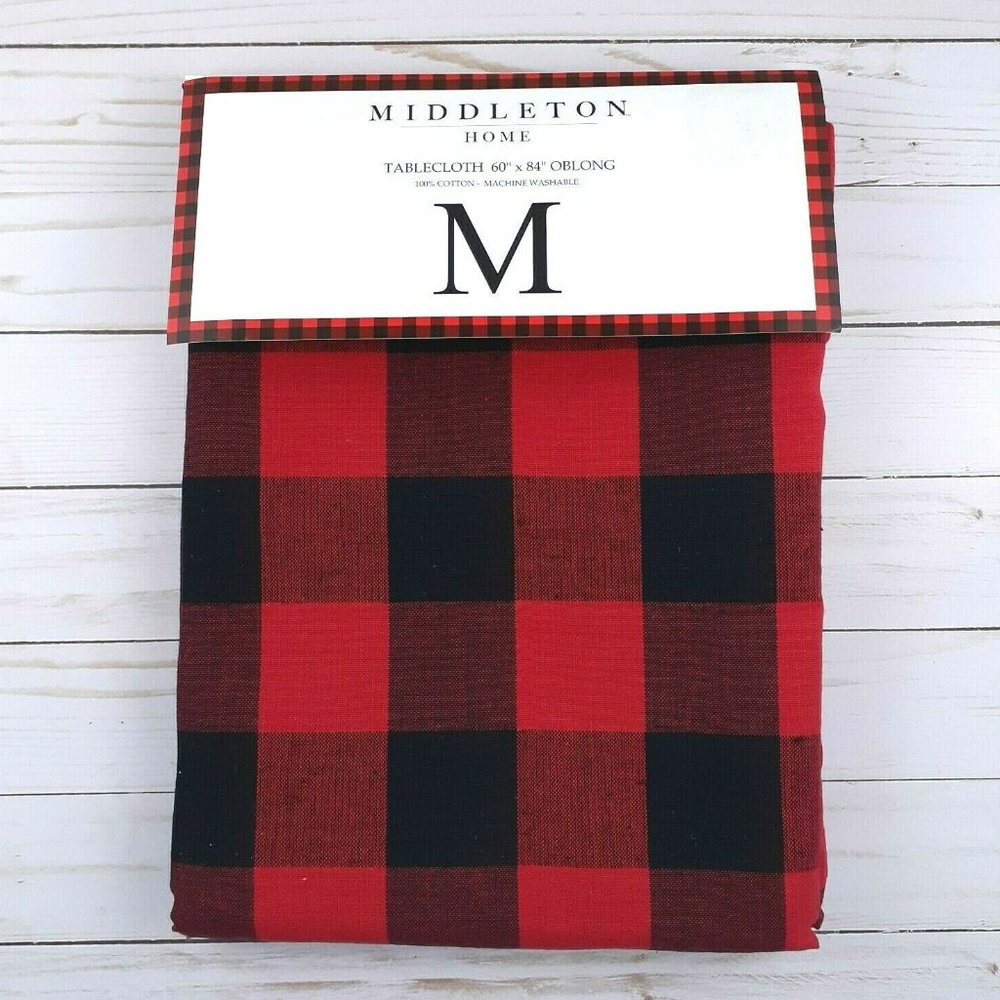 Fabric Tablecloth Buffalo Plaid Red Black 60x84
